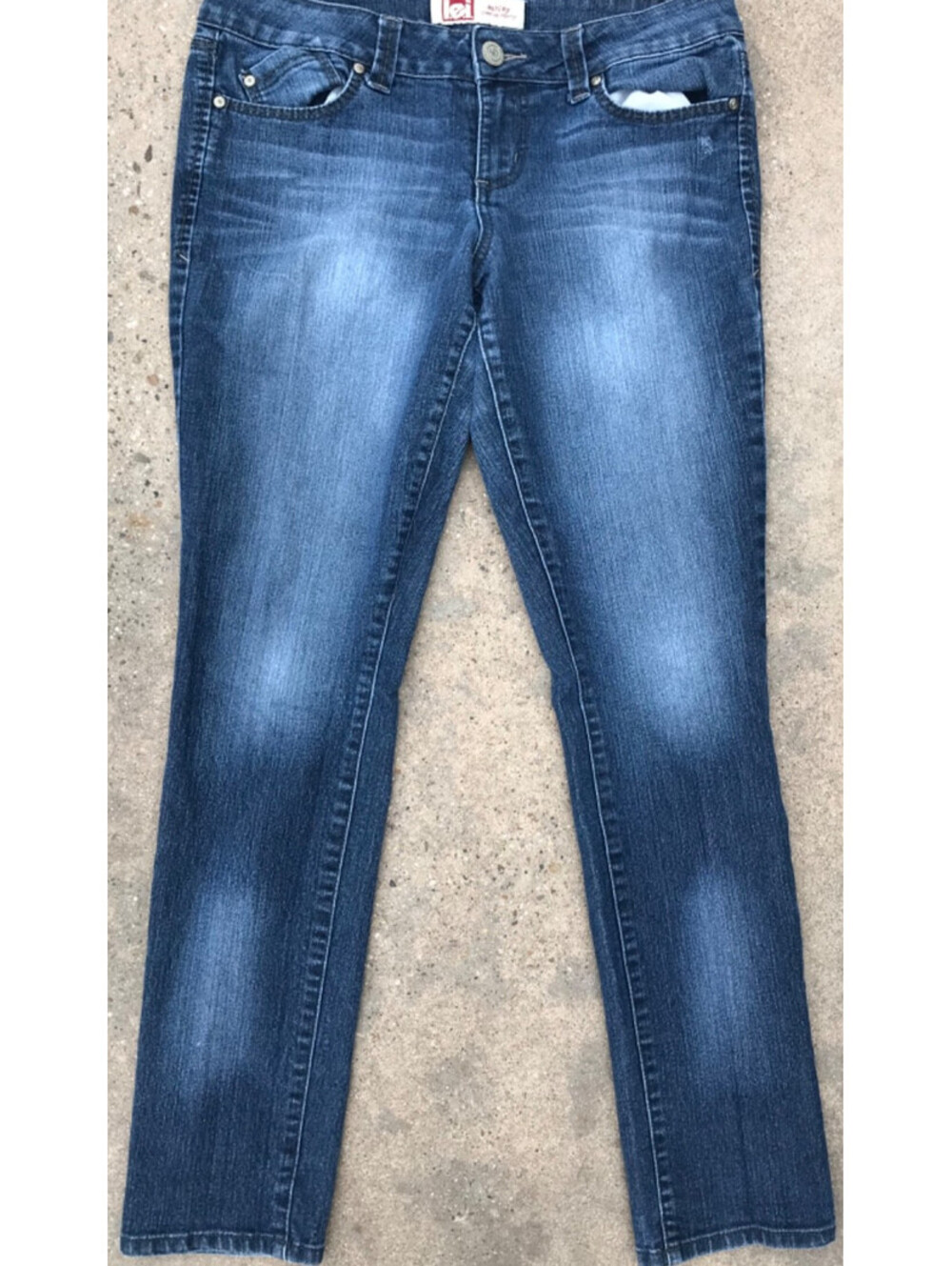 l.e.i Jeans Womens 11 Juniors Blue Ashley Bootcut Skinny Low Rise Thigh Fading
